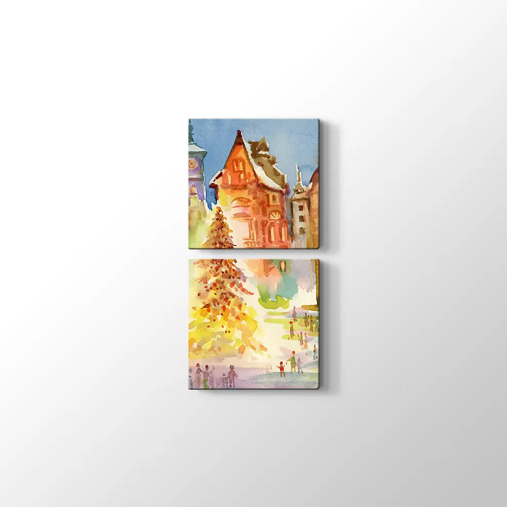 Şehİr Merkezinde Noel Kanvas Tablo