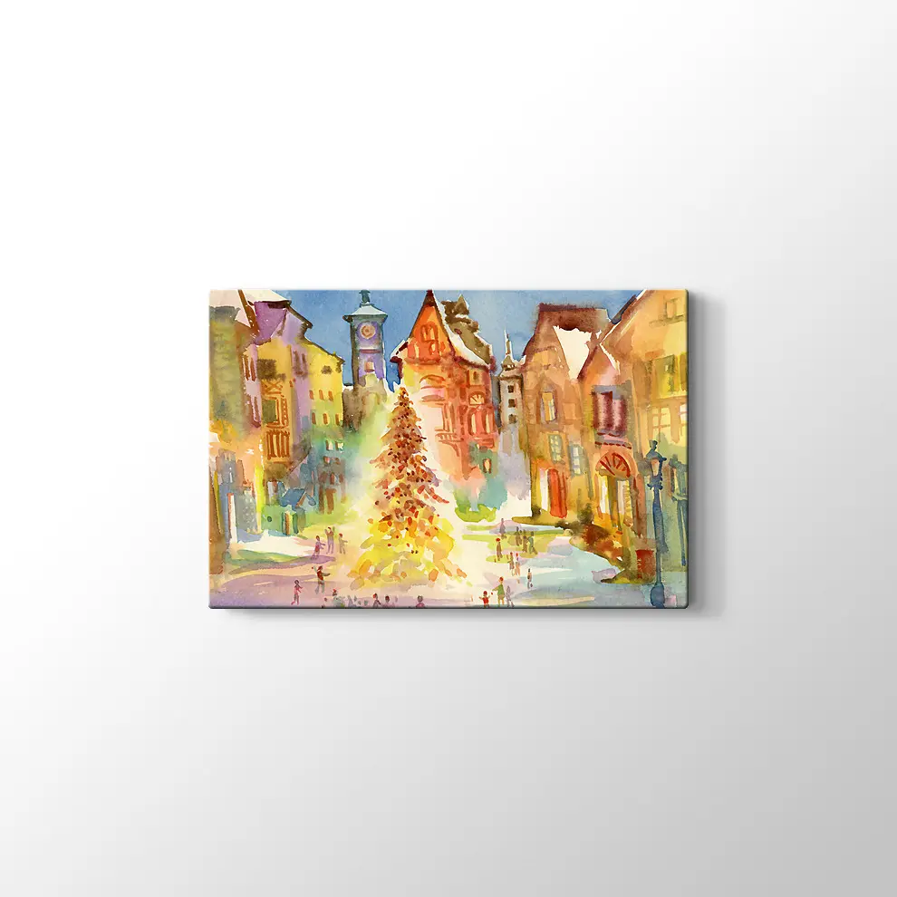 Şehİr Merkezinde Noel Kanvas Tablo