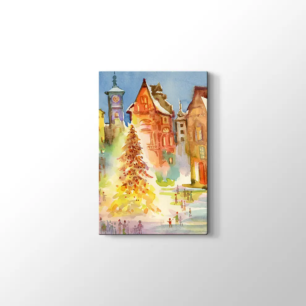 Şehİr Merkezinde Noel Kanvas Tablo