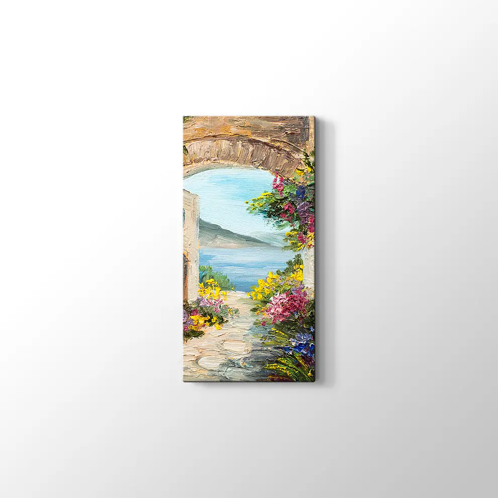 Çiçekli Kemer ve Deniz Kanvas Tablo