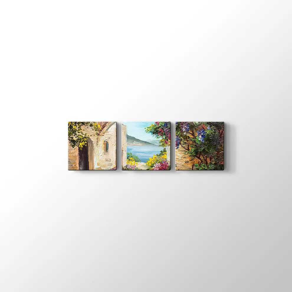 Çiçekli Kemer ve Deniz Kanvas Tablo