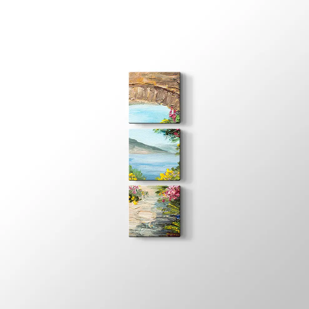 Çiçekli Kemer ve Deniz Kanvas Tablo