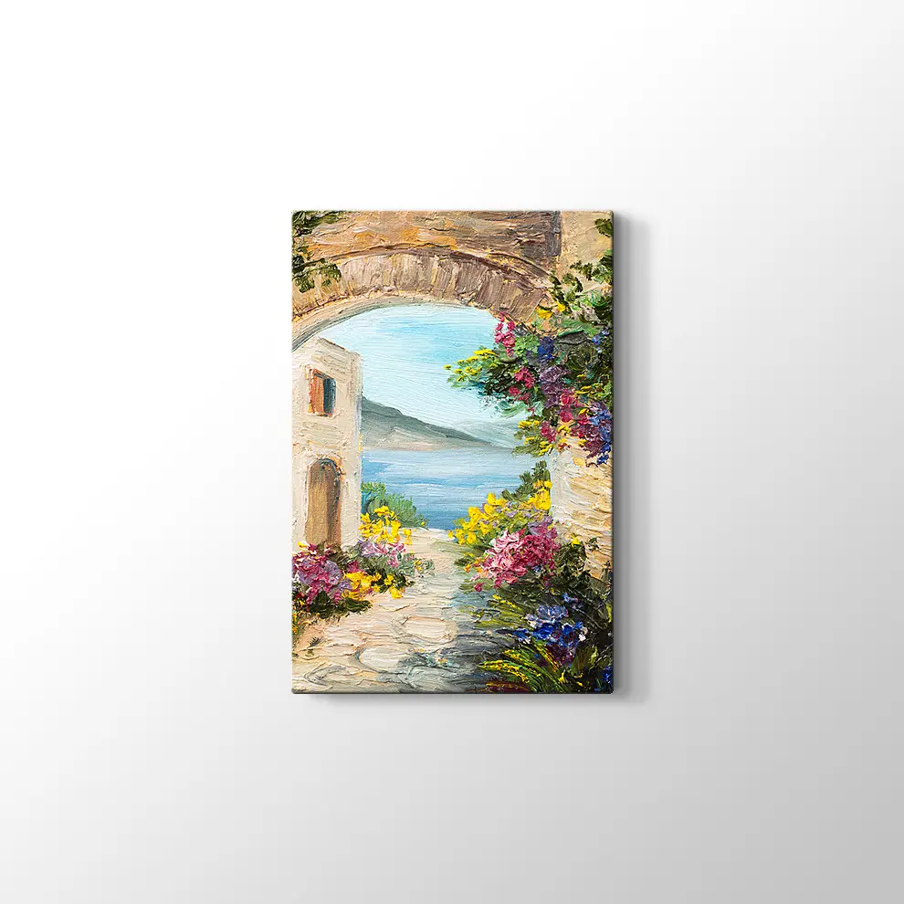 Çiçekli Kemer ve Deniz Kanvas Tablo