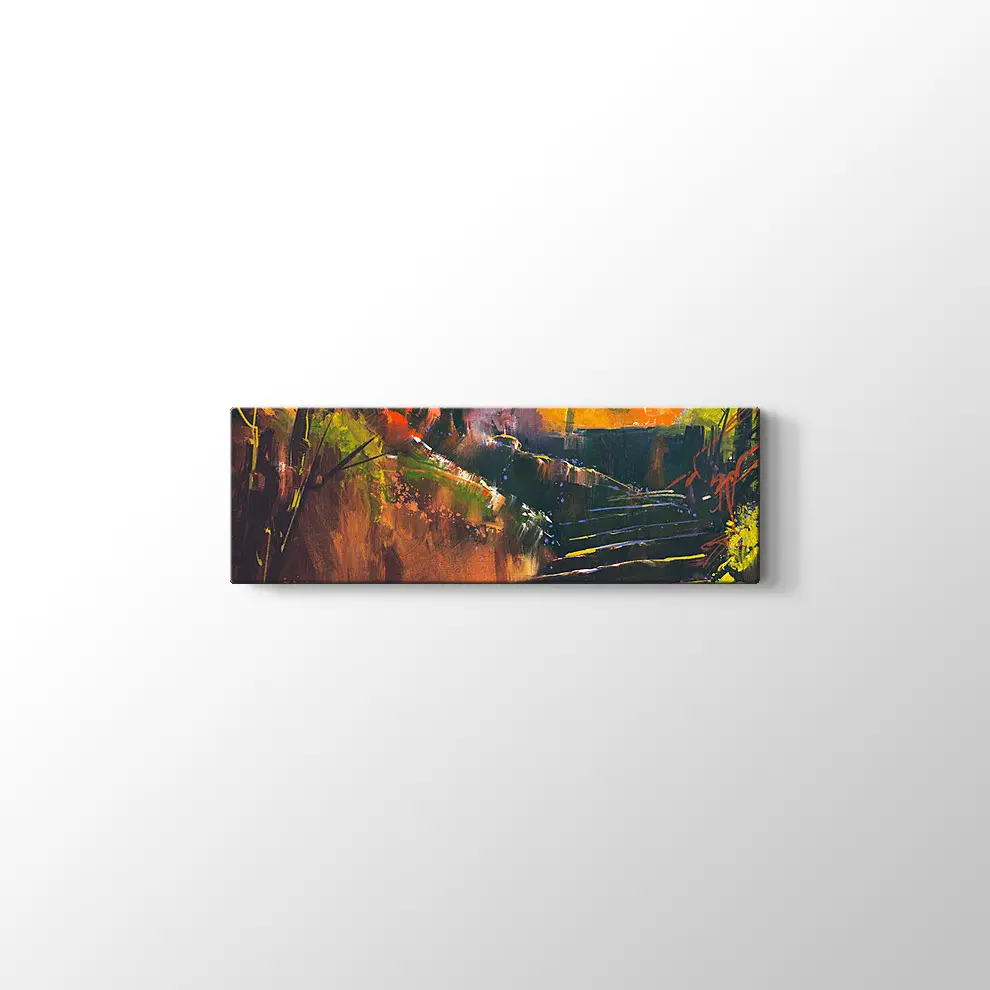 Sonbahar Ormanında Taş Merdiven Kanvas Tablo