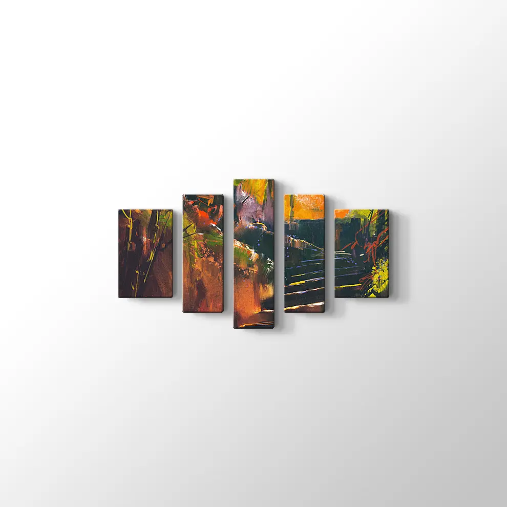 Sonbahar Ormanında Taş Merdiven Kanvas Tablo