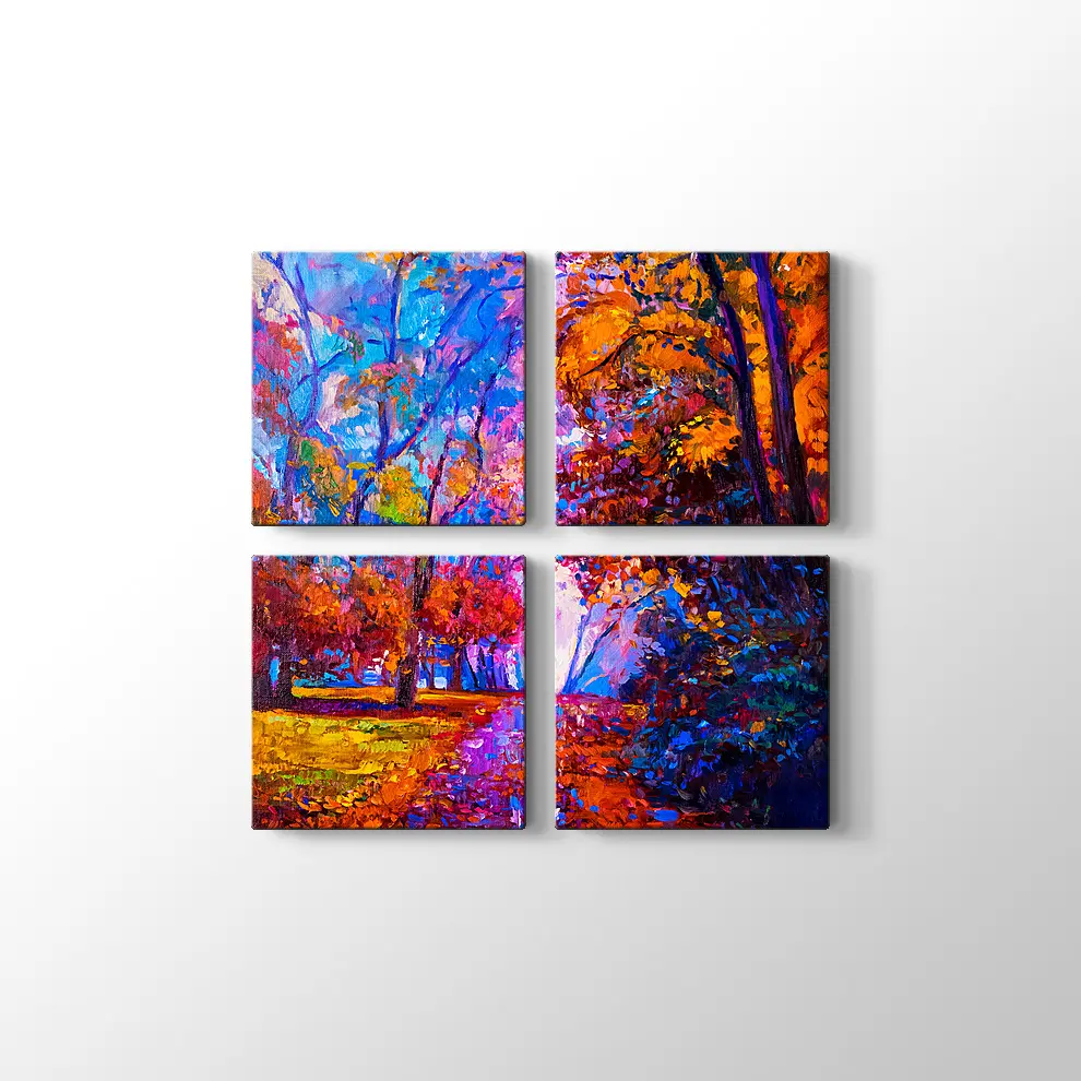 Ormanda Sonbahar Kanvas Tablo