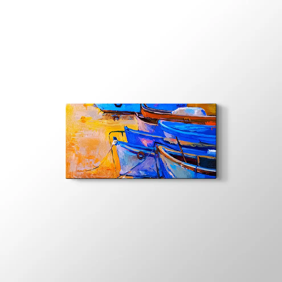 Yağlıboya Tekneler ve Deniz Kanvas Tablo