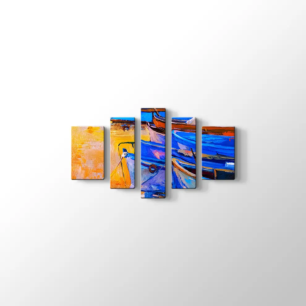 Yağlıboya Tekneler ve Deniz Kanvas Tablo