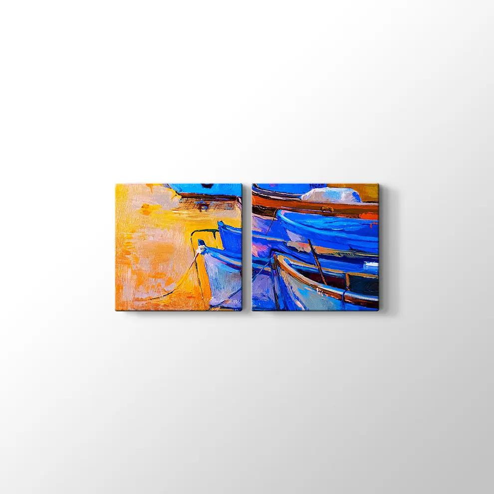 Yağlıboya Tekneler ve Deniz Kanvas Tablo