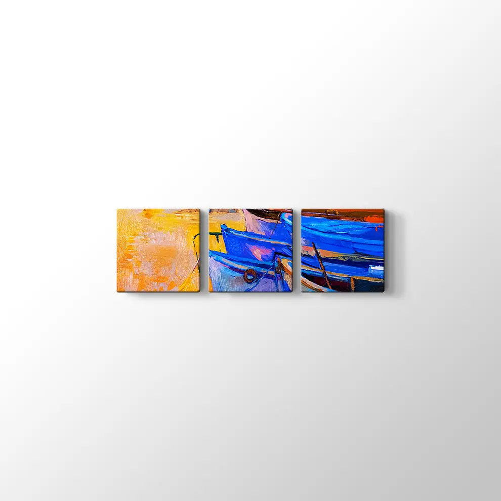 Yağlıboya Tekneler ve Deniz Kanvas Tablo