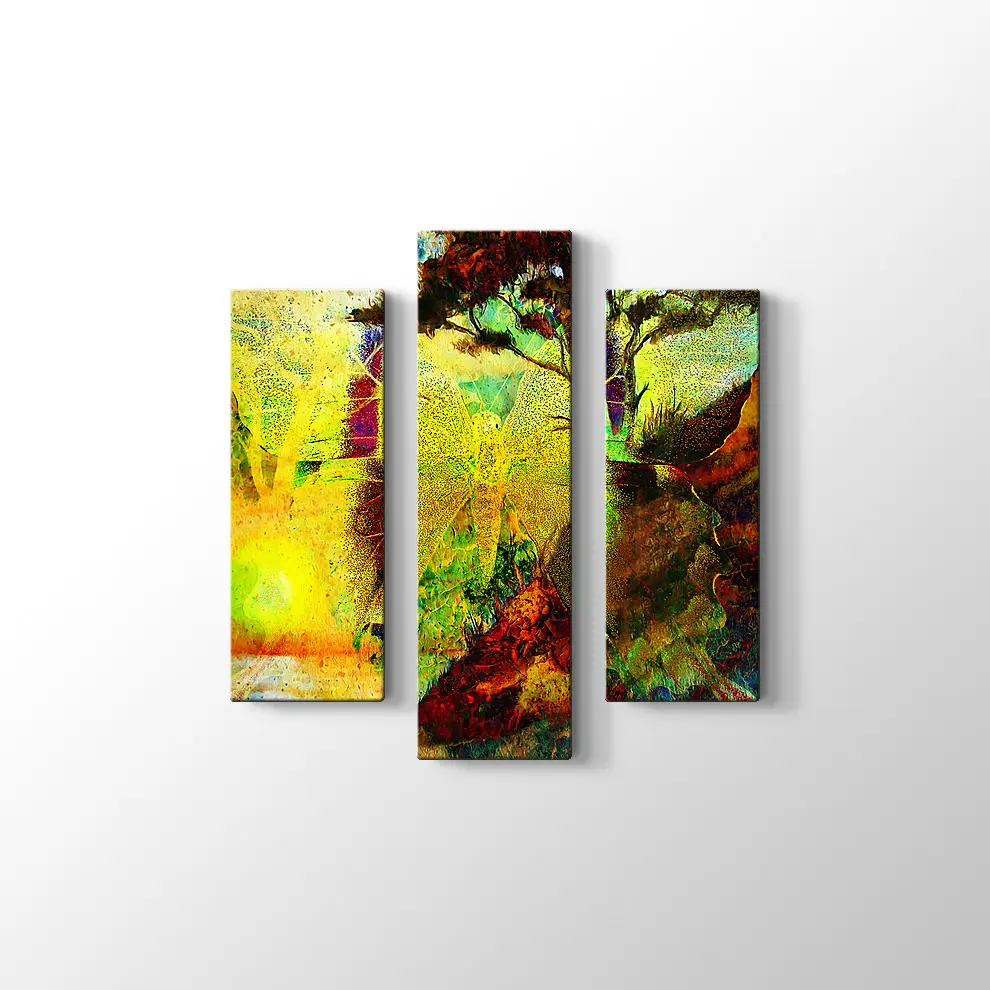 Kelebek ve Ağaç Kanvas Tablo