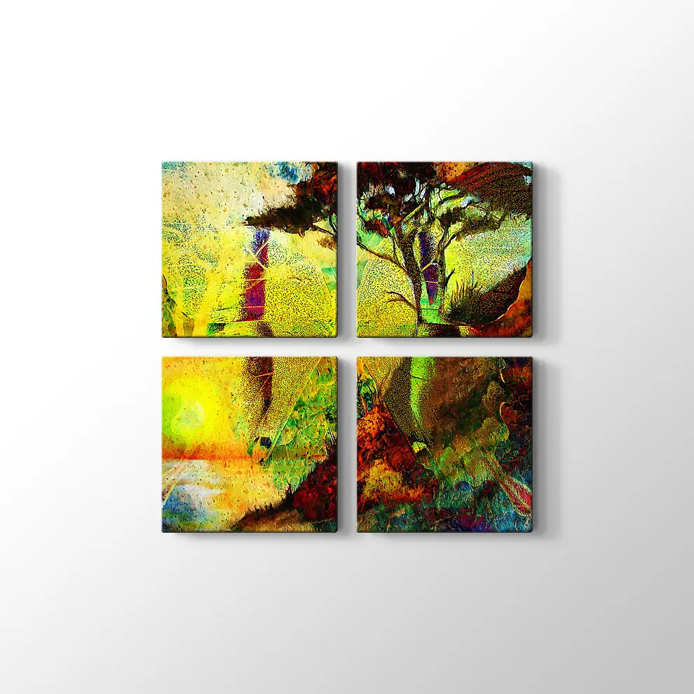 Kelebek ve Ağaç Kanvas Tablo