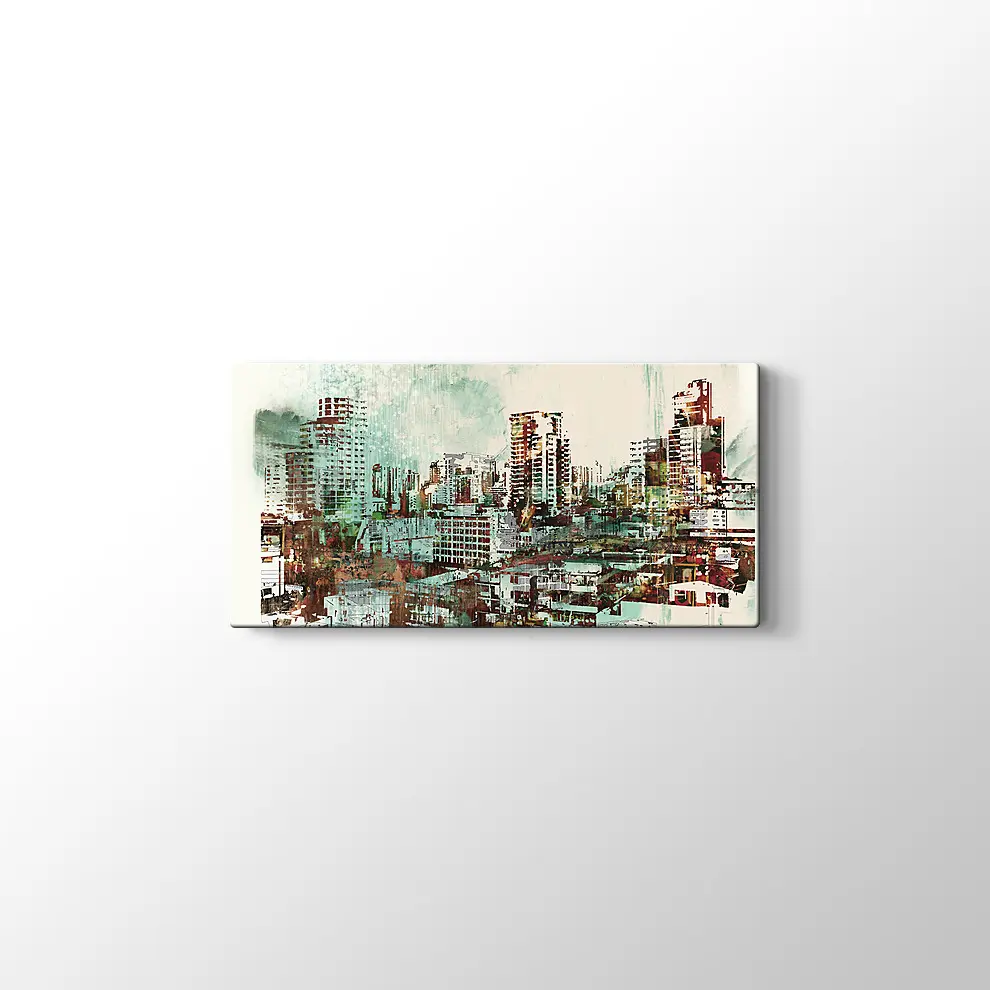 İllüstrasyon Boyama Şehir Manzarası Kanvas Tablo