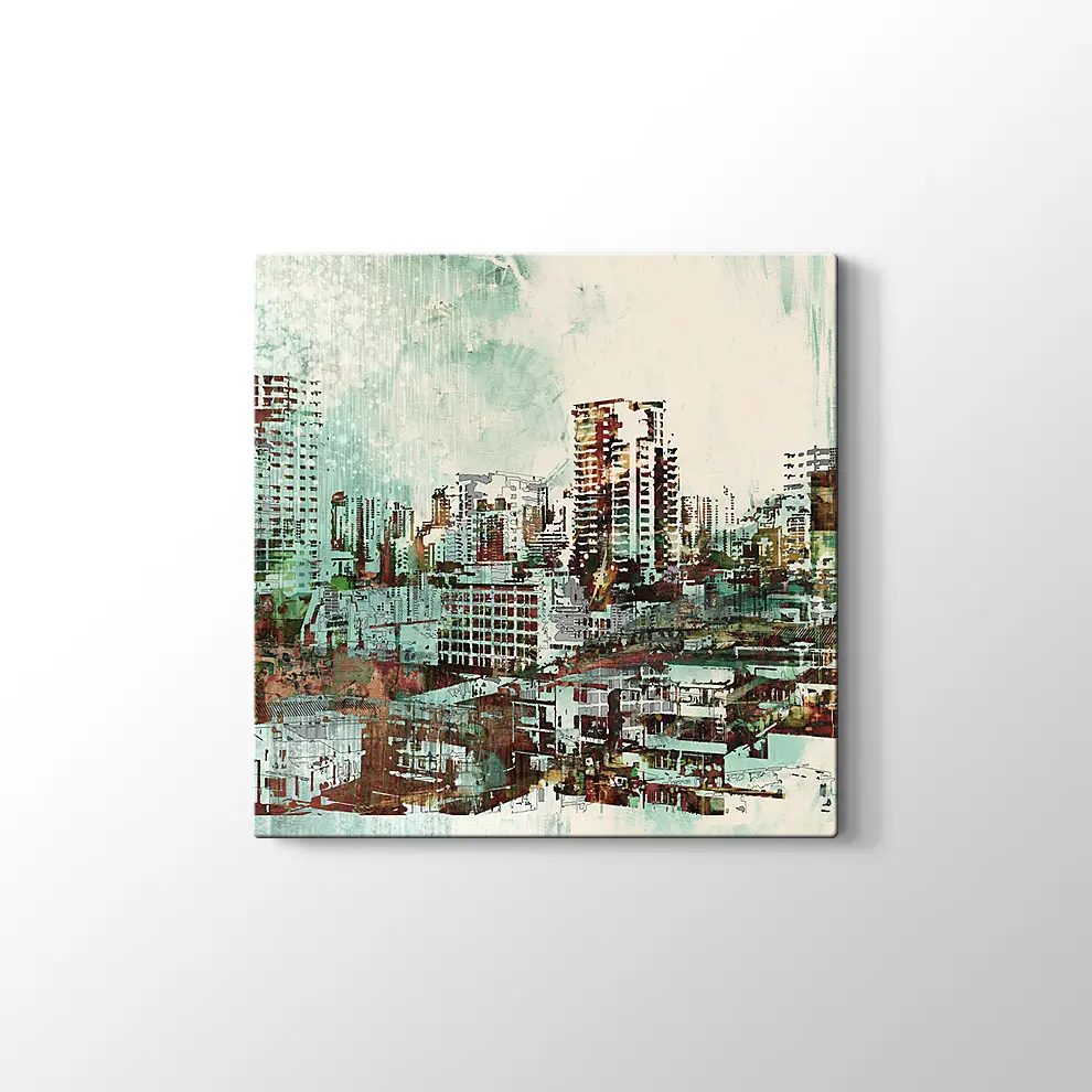 İllüstrasyon Boyama Şehir Manzarası Kanvas Tablo