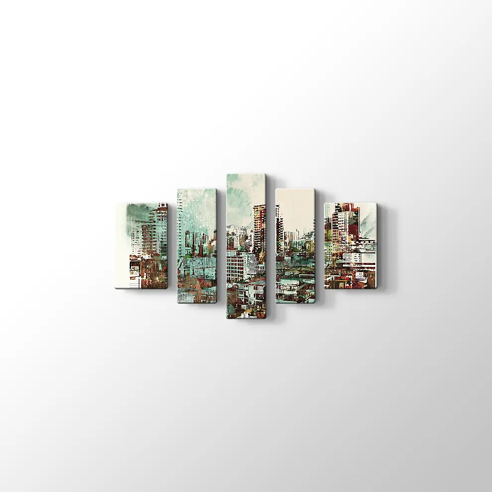 İllüstrasyon Boyama Şehir Manzarası Kanvas Tablo