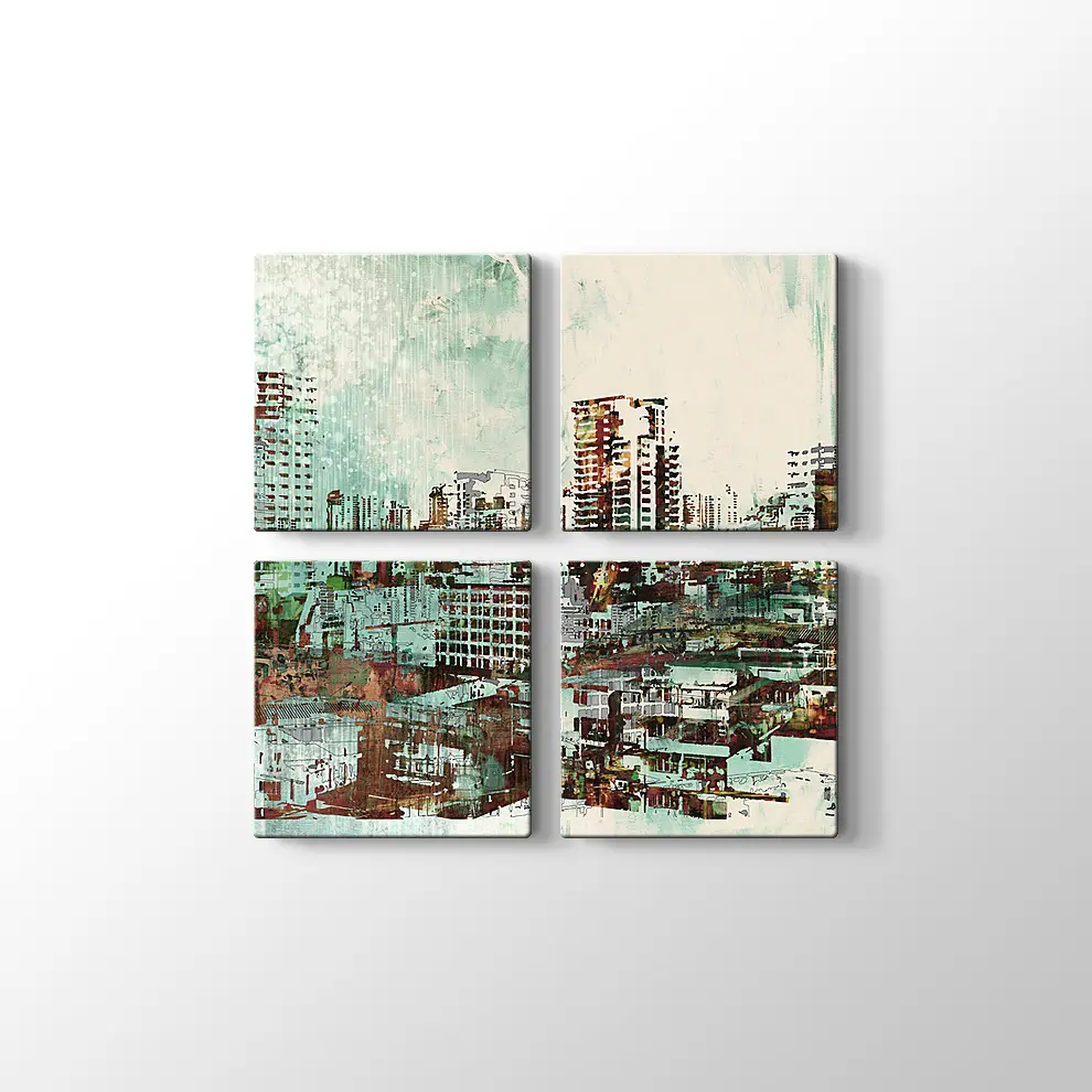 İllüstrasyon Boyama Şehir Manzarası Kanvas Tablo