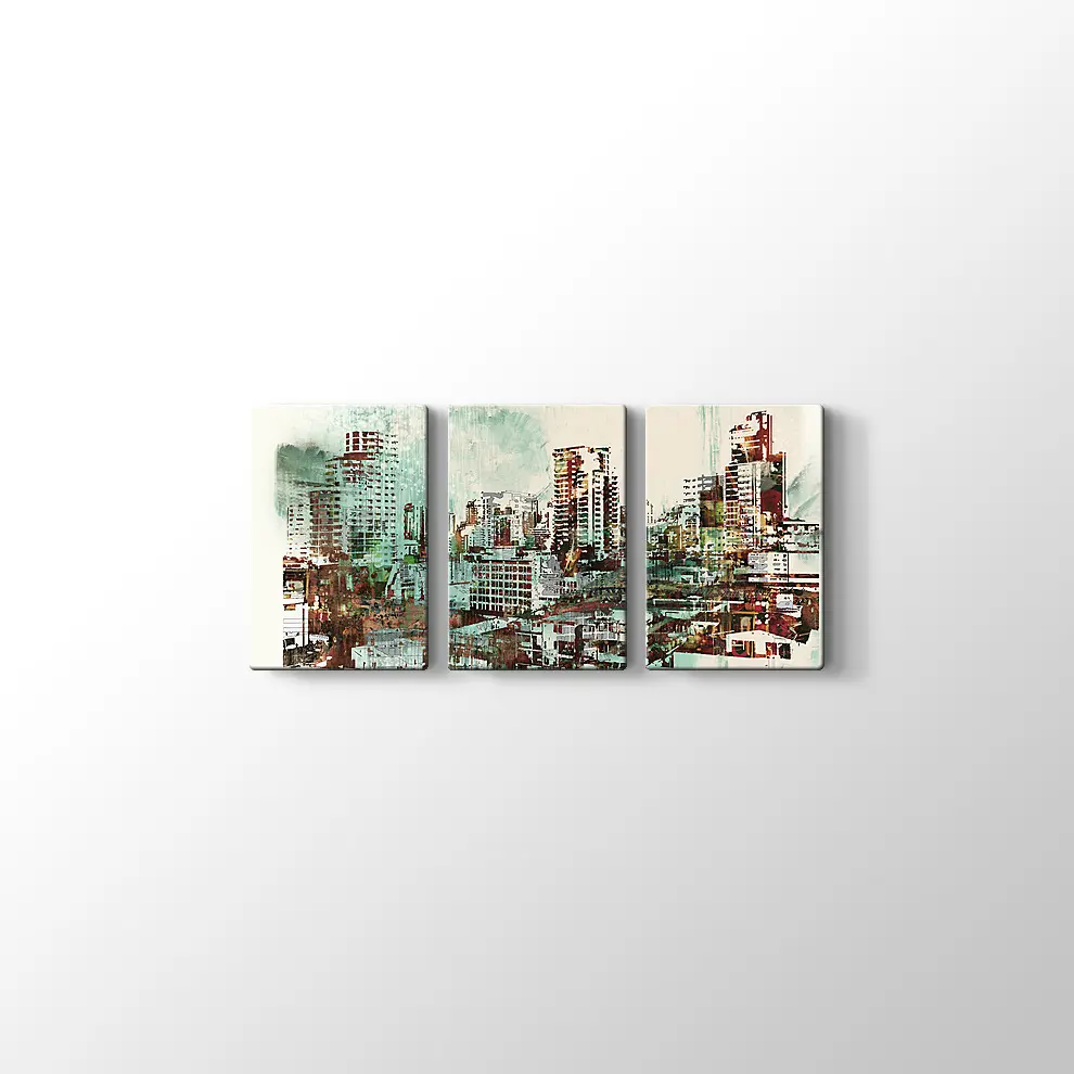 İllüstrasyon Boyama Şehir Manzarası Kanvas Tablo