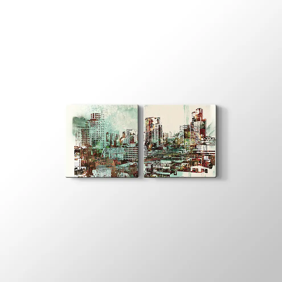 İllüstrasyon Boyama Şehir Manzarası Kanvas Tablo