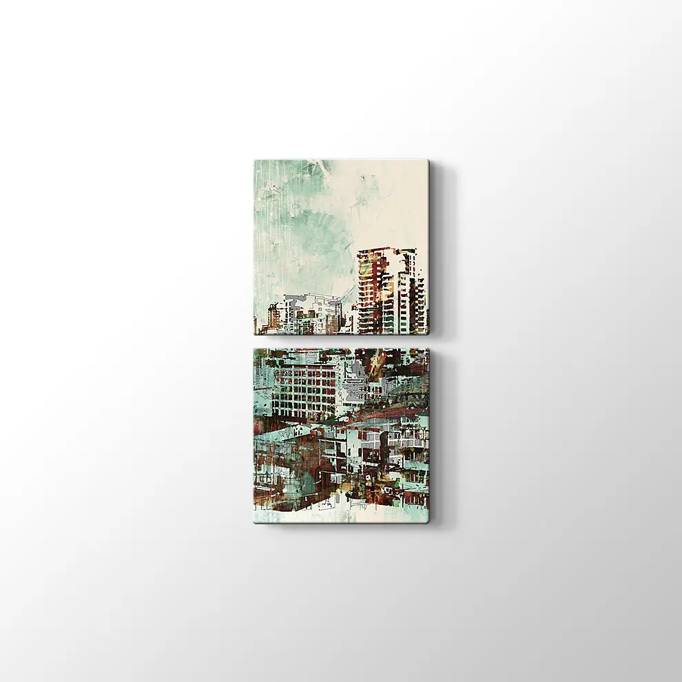 İllüstrasyon Boyama Şehir Manzarası Kanvas Tablo