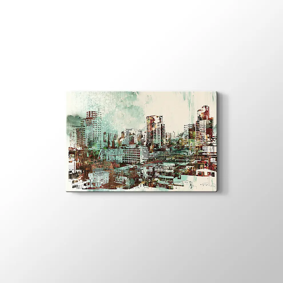 İllüstrasyon Boyama Şehir Manzarası Kanvas Tablo