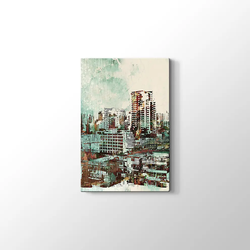 İllüstrasyon Boyama Şehir Manzarası Kanvas Tablo