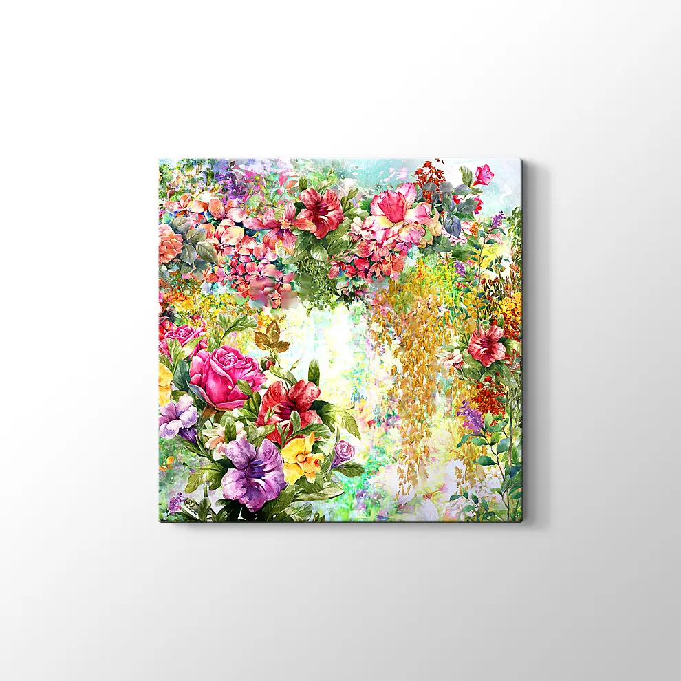 Suluboya Çiçekler Kanvas Tablo