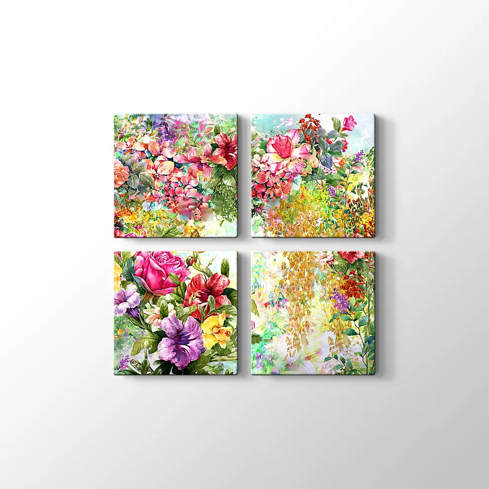 Suluboya Çiçekler Kanvas Tablo