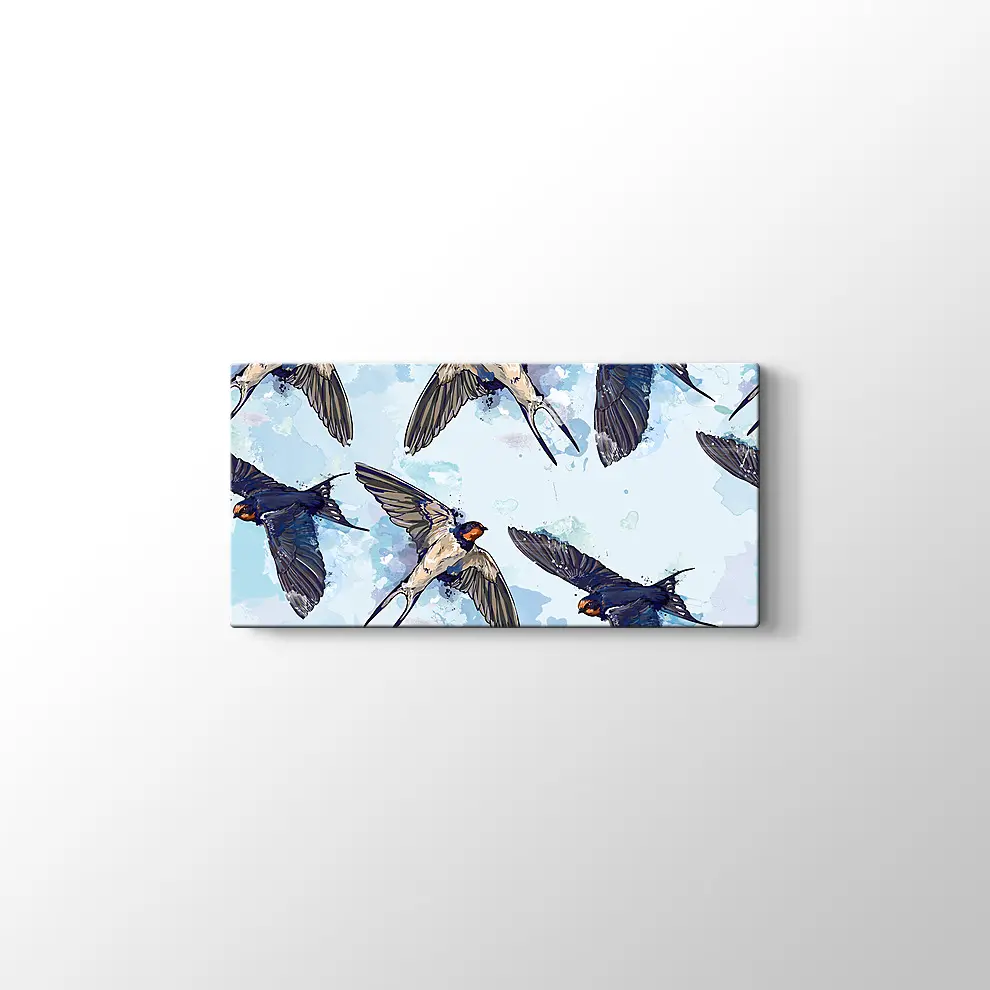 Kuşlar ve Gökyüzü Kanvas Tablo