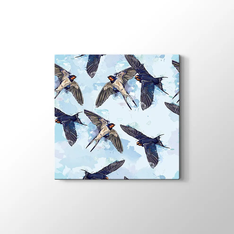 Kuşlar ve Gökyüzü Kanvas Tablo