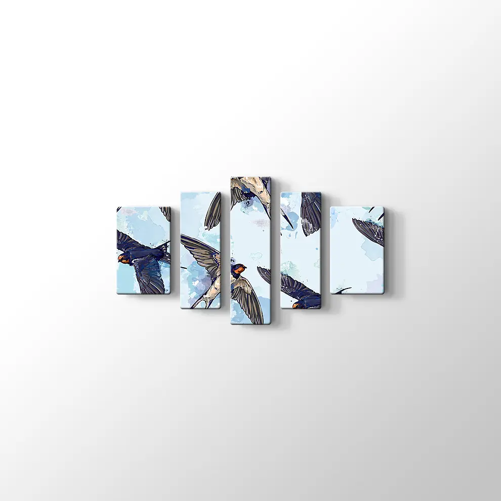 Kuşlar ve Gökyüzü Kanvas Tablo