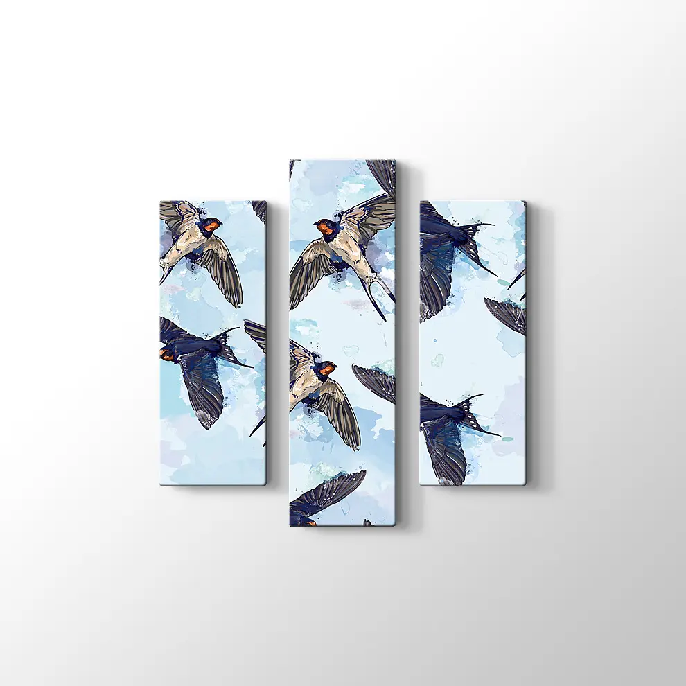 Kuşlar ve Gökyüzü Kanvas Tablo