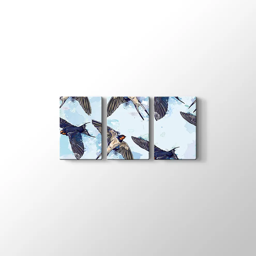 Kuşlar ve Gökyüzü Kanvas Tablo