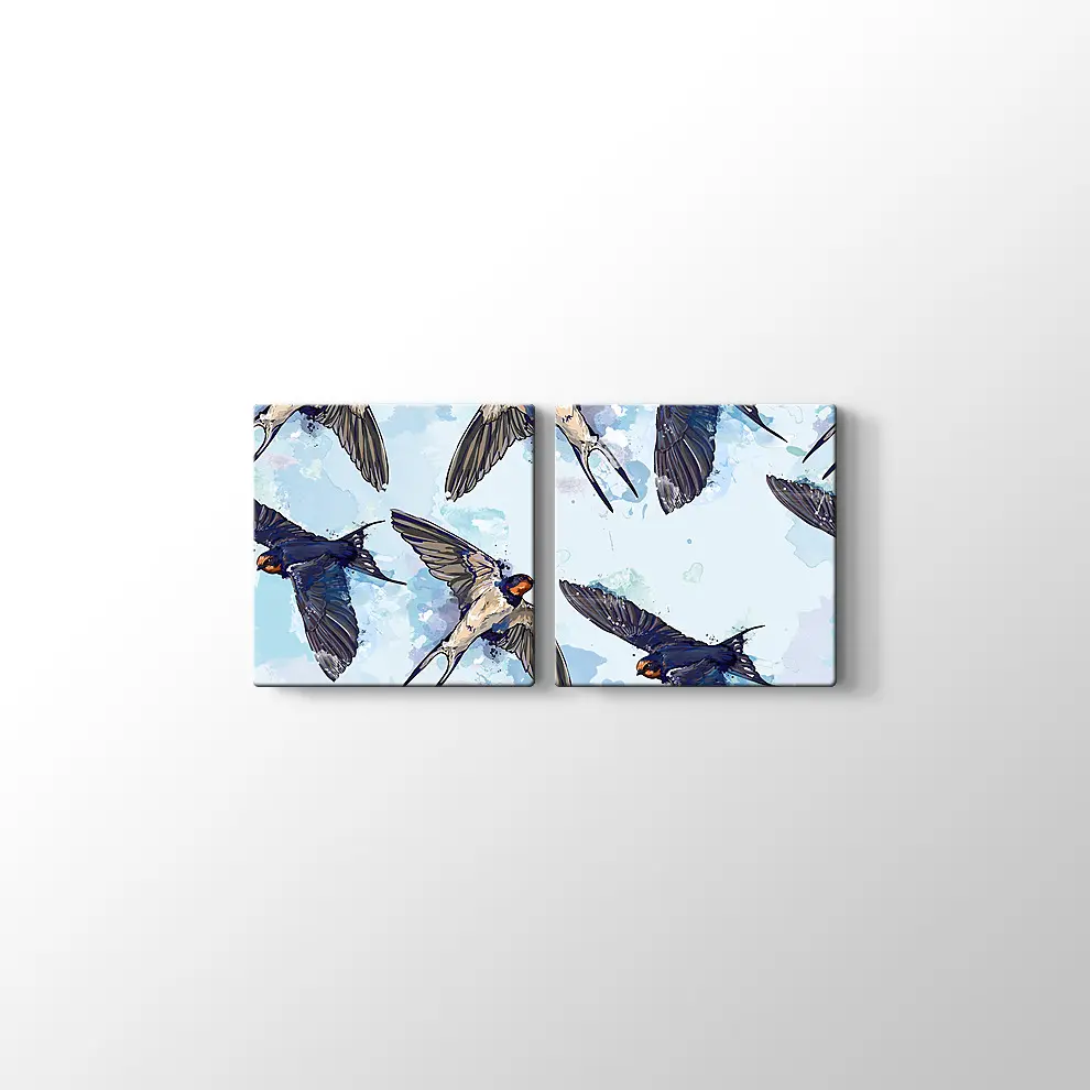 Kuşlar ve Gökyüzü Kanvas Tablo
