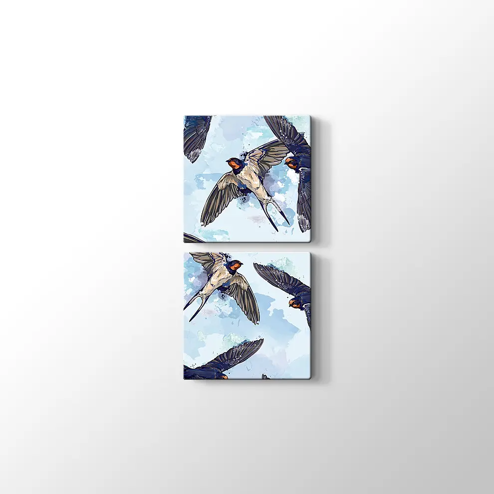 Kuşlar ve Gökyüzü Kanvas Tablo