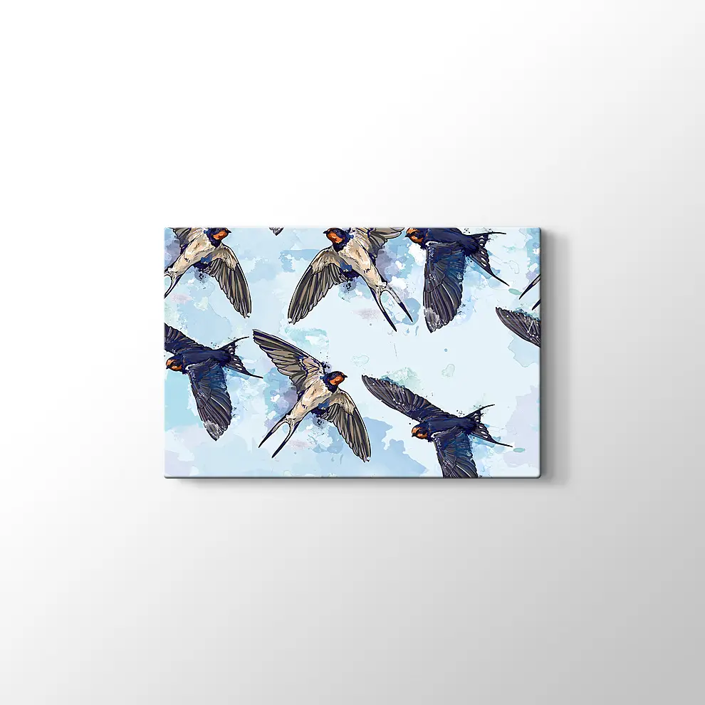 Kuşlar ve Gökyüzü Kanvas Tablo
