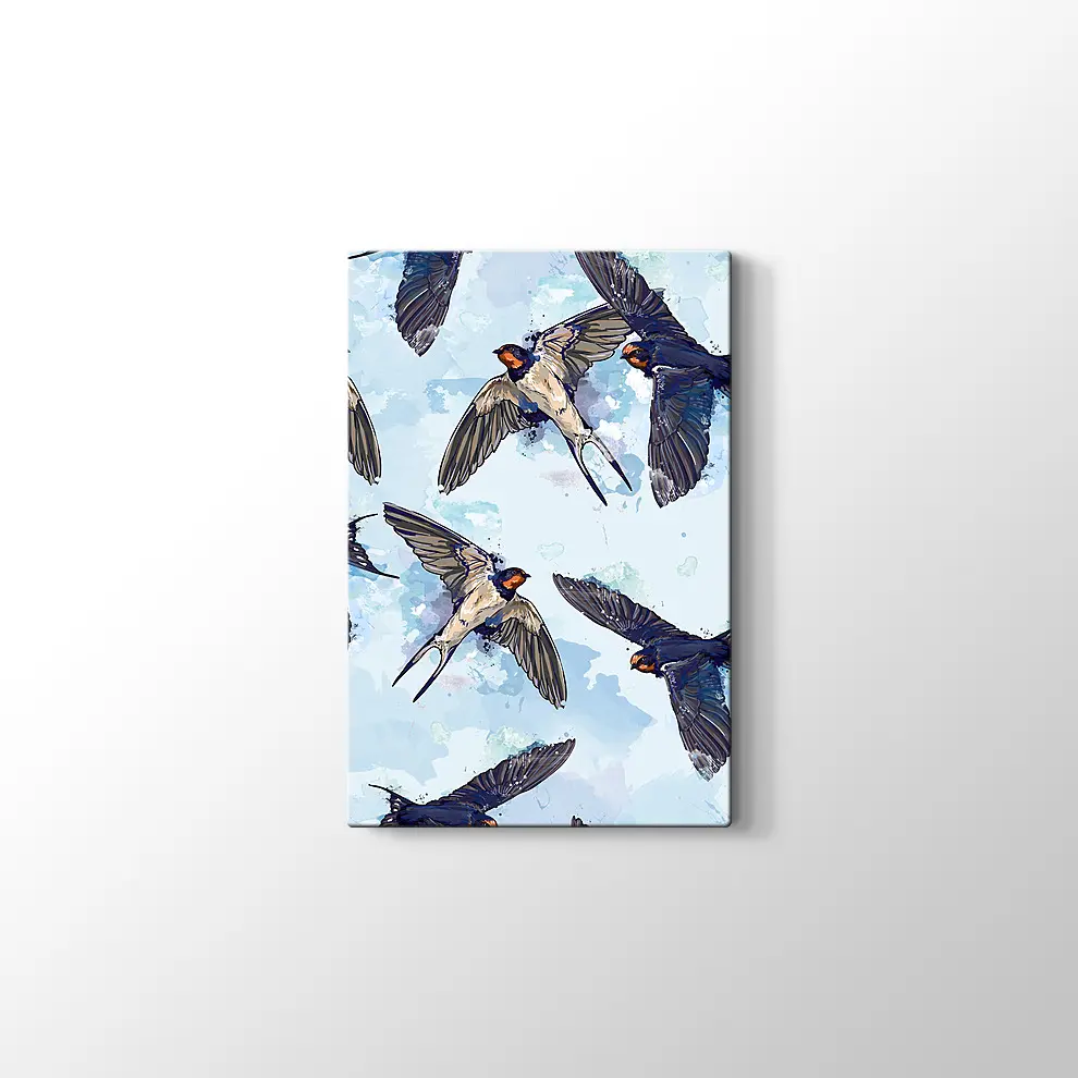 Kuşlar ve Gökyüzü Kanvas Tablo