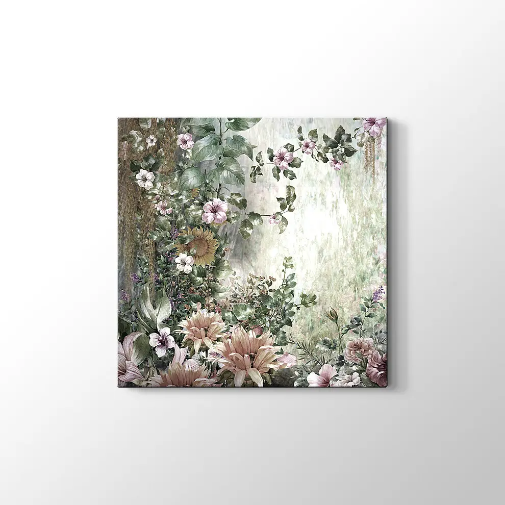 Soyut Çiçekler Suluboya Kanvas Tablo