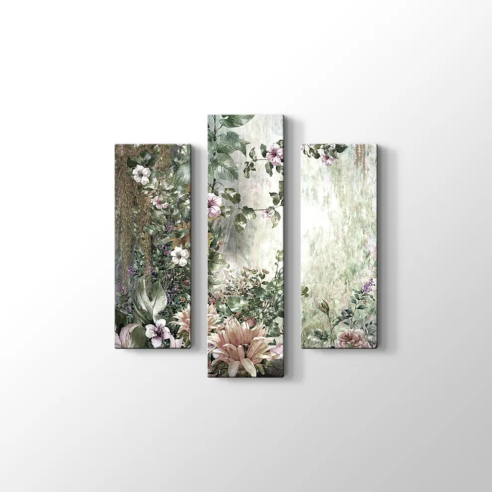 Soyut Çiçekler Suluboya Kanvas Tablo