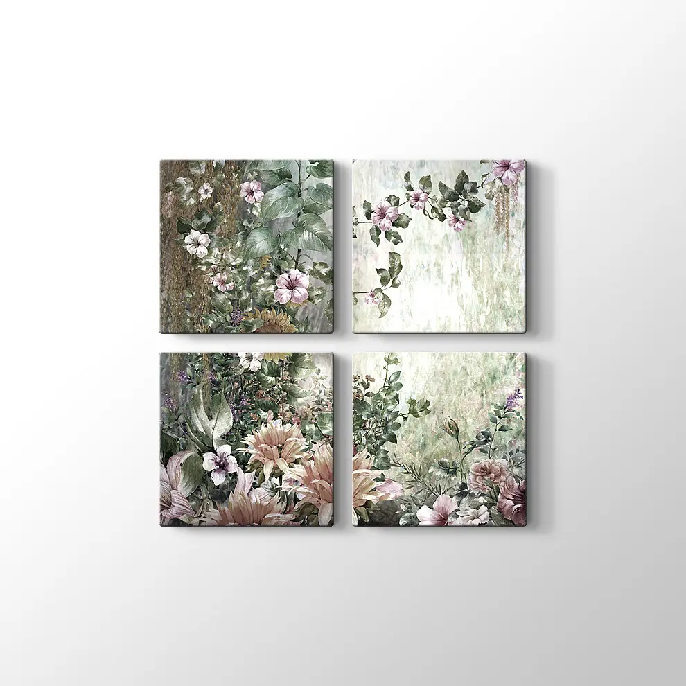 Soyut Çiçekler Suluboya Kanvas Tablo