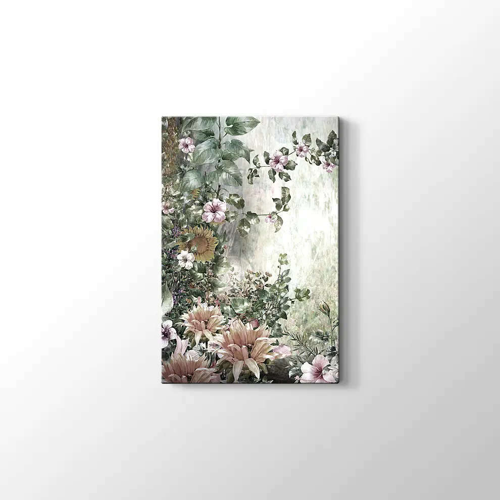 Soyut Çiçekler Suluboya Kanvas Tablo