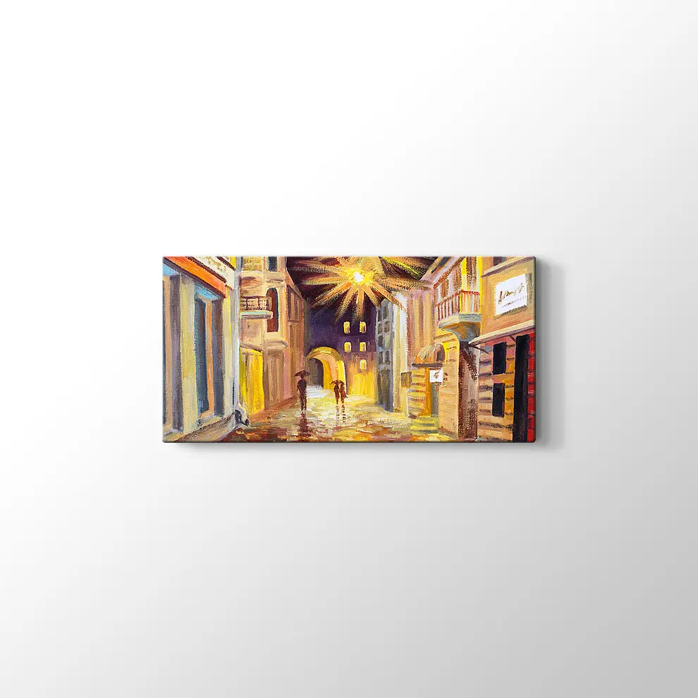 Gece ve Yağmur Kanvas Tablo