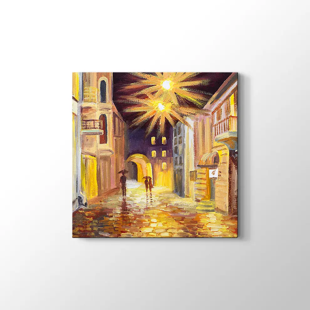 Gece ve Yağmur Kanvas Tablo