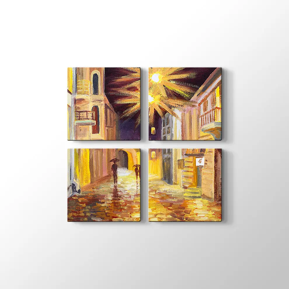 Gece ve Yağmur Kanvas Tablo