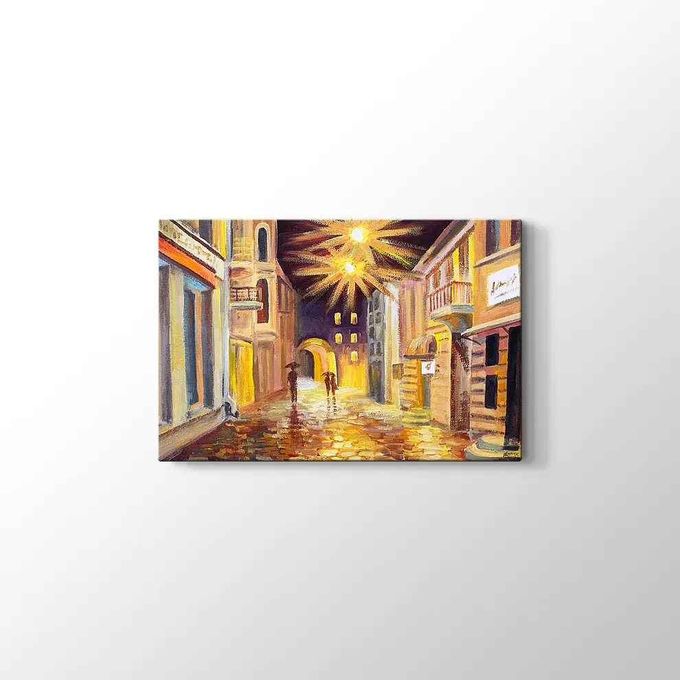 Gece ve Yağmur Kanvas Tablo