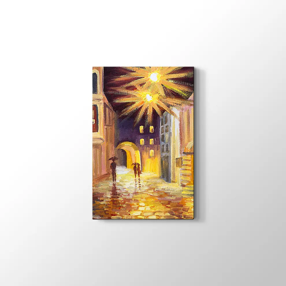 Gece ve Yağmur Kanvas Tablo