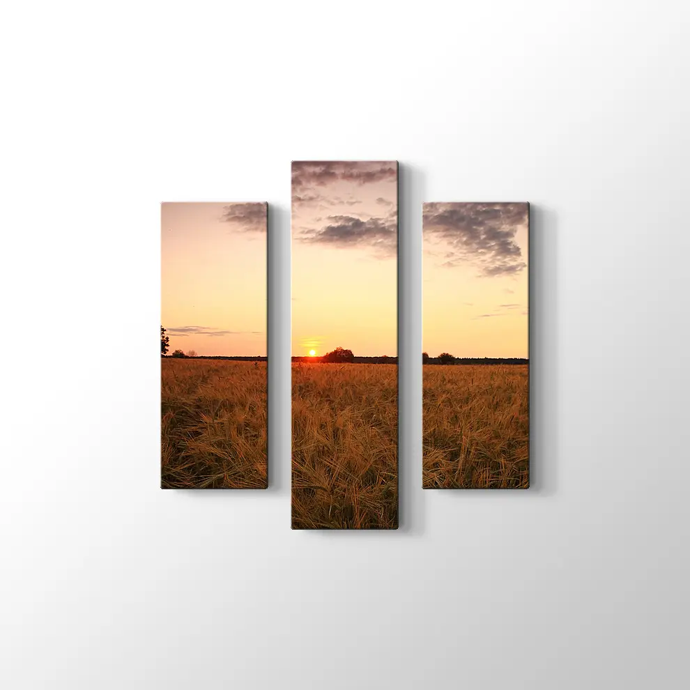 Buğday Tarlasında Günbatımı Kanvas Tablo