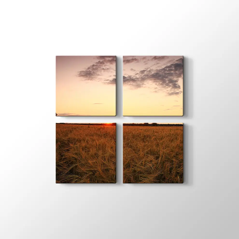 Buğday Tarlasında Günbatımı Kanvas Tablo