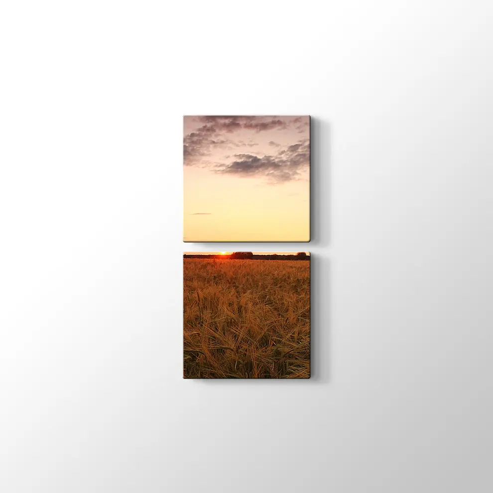 Buğday Tarlasında Günbatımı Kanvas Tablo