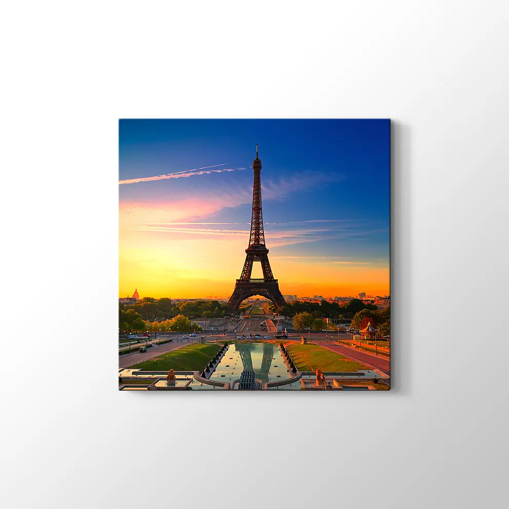 Eyfel Kulesi Günbatımı Kanvas Tablo