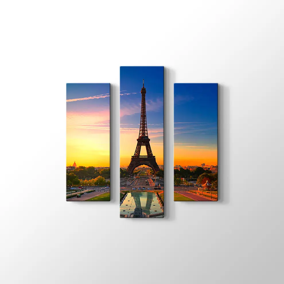 Eyfel Kulesi Günbatımı Kanvas Tablo